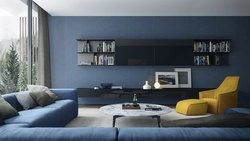 Blue furniture in the living room interior photo
