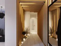 Wooden slats in the hallway design