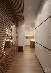 Wooden slats in the hallway design