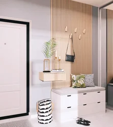 Wooden slats in the hallway design