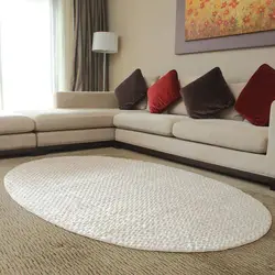 Oval carpet in the living room interior