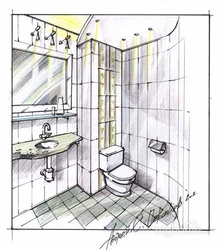 Bathroom interior pencil
