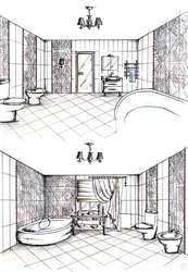 Bathroom interior pencil