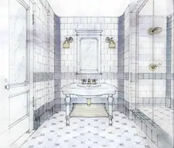 Bathroom interior pencil