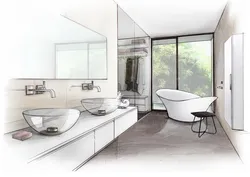 Bathroom interior pencil