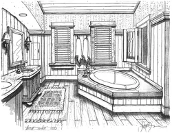 Bathroom interior pencil