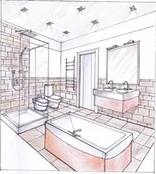 Bathroom interior pencil