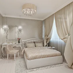 Bedroom in neoclassical style in light colors photo