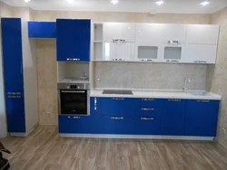 Фото кухня белая низ синий