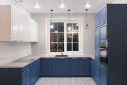 Фото Кухня Белая Низ Синий