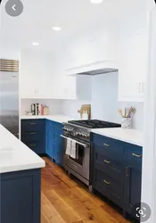 Photo Kitchen White Bottom Blue