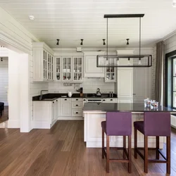 Kitchen living room in a frame house design photo