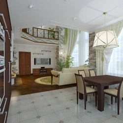 Rectangular kitchen living room with access to the terrace photo