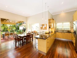 Rectangular kitchen living room with access to the terrace photo