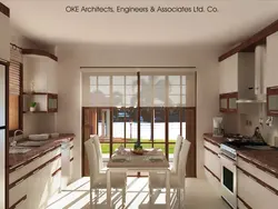 Rectangular kitchen living room with access to the terrace photo