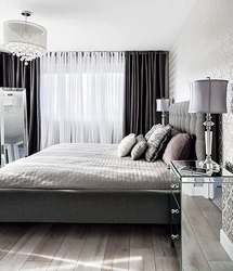 Bedroom With Gray Curtains Design