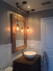 Ceiling lamps in the bathroom in the interior