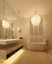 Ceiling lamps in the bathroom in the interior