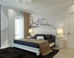 Interior of bedroom walls in apartment