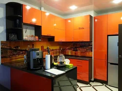 Orange kitchen with brown photo