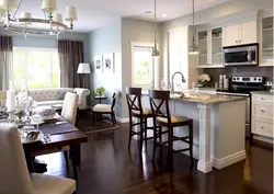 Kitchen interior with large dining room