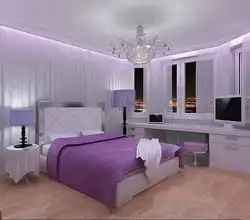 Интерьер спальни бело сиреневый