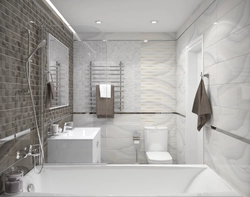 Light porcelain tiles in the bathroom interior