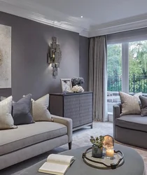 Beige gray living room photo design