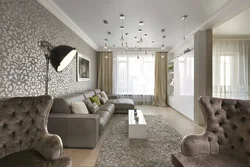 Beige gray living room photo design