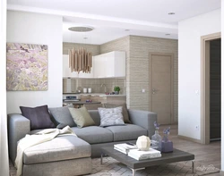 Beige gray living room photo design