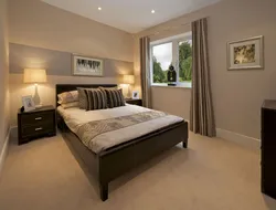Wallpaper design for bedroom with dark furniture