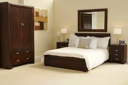 Wallpaper design for bedroom with dark furniture