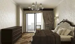 Дызайн шпалер для спальні з цёмнай мэбляй