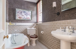 Bathroom Design With Plaster Photo With Decorative And Tiles
