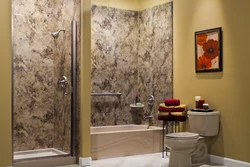 Bathroom Design With Plaster Photo With Decorative And Tiles