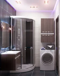 Bathroom design and photo with shower and washing machine