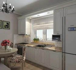 Kitchen interior by the window in the apartment