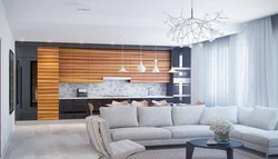 White Living Room With Wood In The Interior