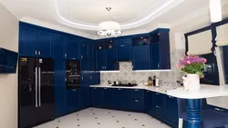 Черные с синим кухня фото