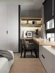 Small bedroom design with workspace