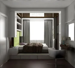 Rectangular bedroom design with balcony