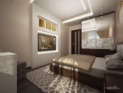 Rectangular bedroom design with balcony