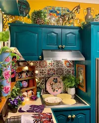 Mətbəx daxili fotoşəkildə boho tərzi