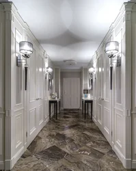 Porcelain tiles for the floor photo in the interior of the hallway