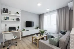 Interior Of A Square Living Room With One Window