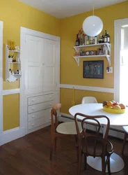 Yellow wall color in the kitchen interior