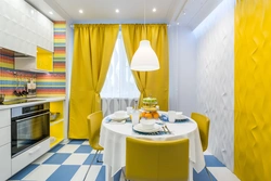 Yellow wall color in the kitchen interior