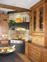 Kitchen design stove in the corner