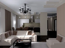 Living Room Kitchen Design In Brown Photo