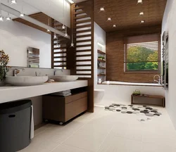 Wooden bathroom interior